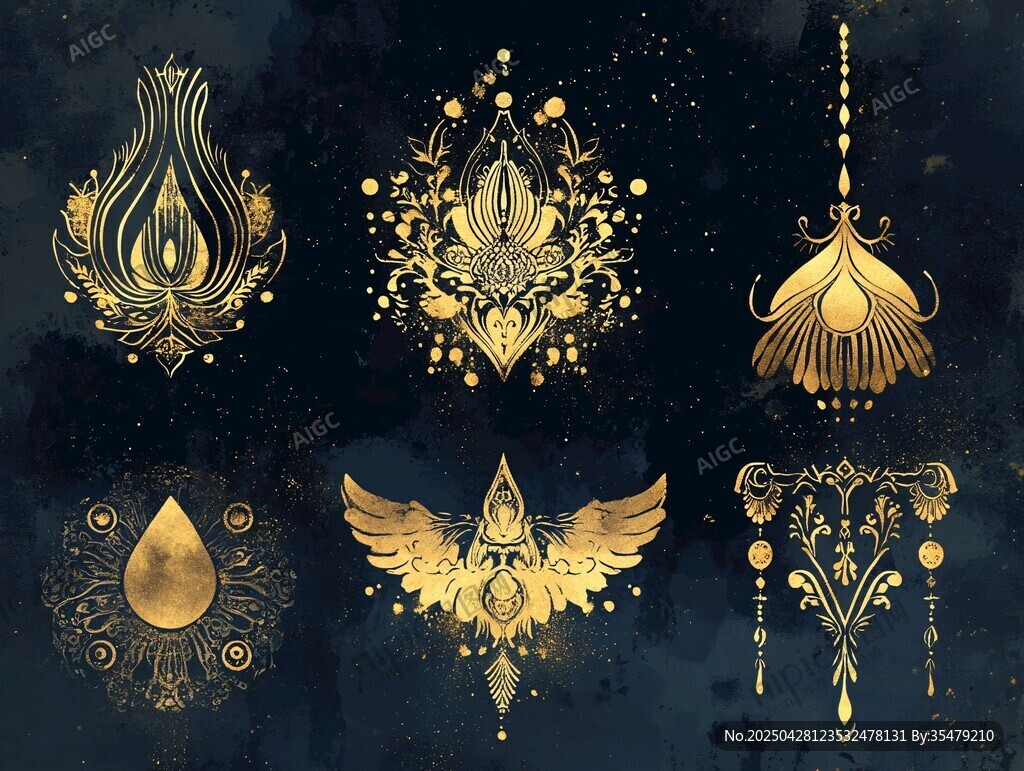 金色神秘裝飾圖案集合
