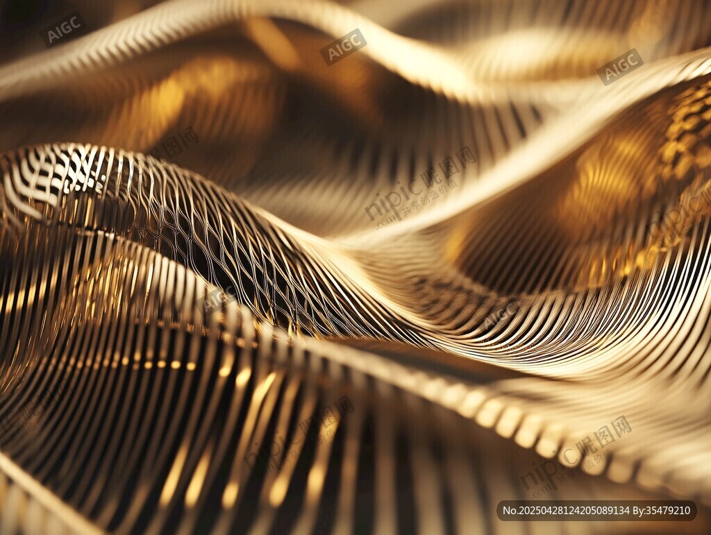 金色波浪紋理3D藝術(shù)圖案