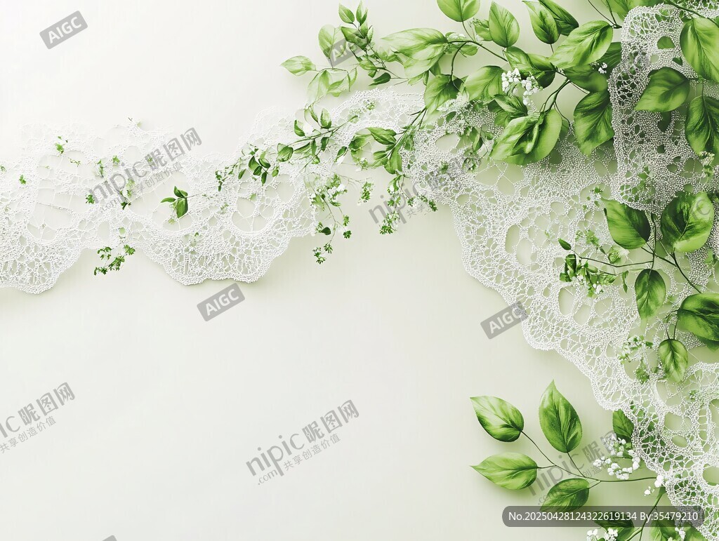 蕾絲綠植搭配清新畫面