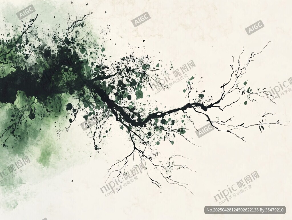 水墨樹枝抽象藝術(shù)畫作