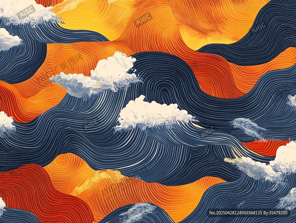 波浪云海的絢麗抽象圖景