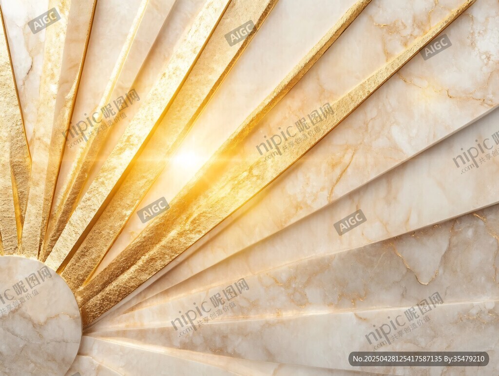 金色扇形大理石紋理背景