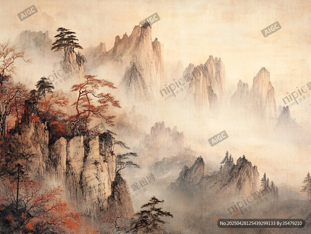 水墨秋山圖