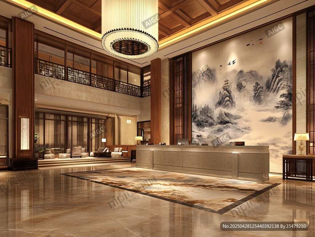 中式豪華酒店大堂設(shè)計(jì)