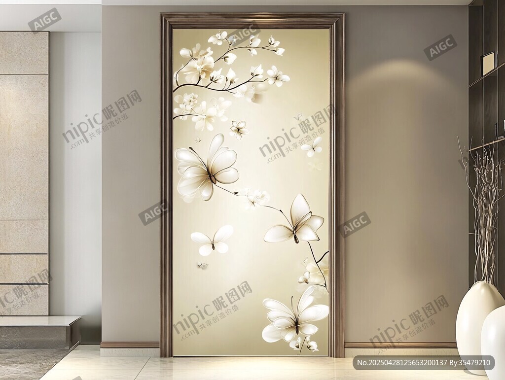 花卉玄關(guān)背景墻裝飾畫