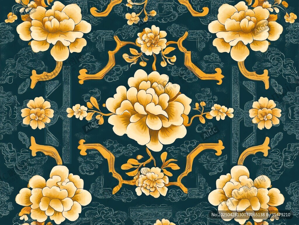 中式古典花卉圖案紋飾