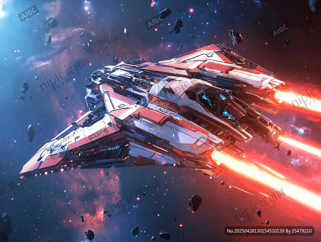 星際飛船在宇宙中飛馳