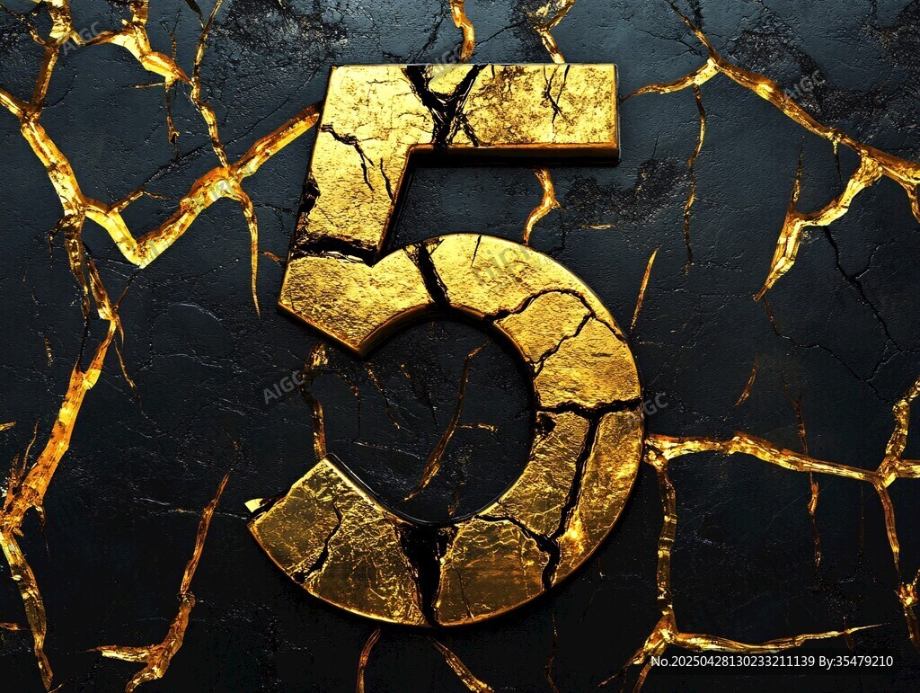 金色裂紋數(shù)字5特效背景