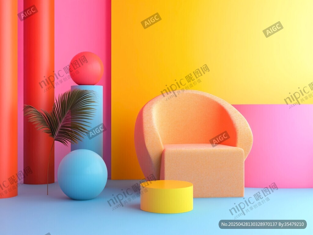 多彩幾何家具場(chǎng)景展示