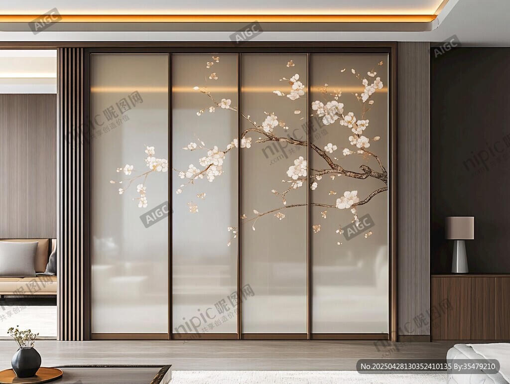 中式屏風(fēng) 唯美櫻花裝飾