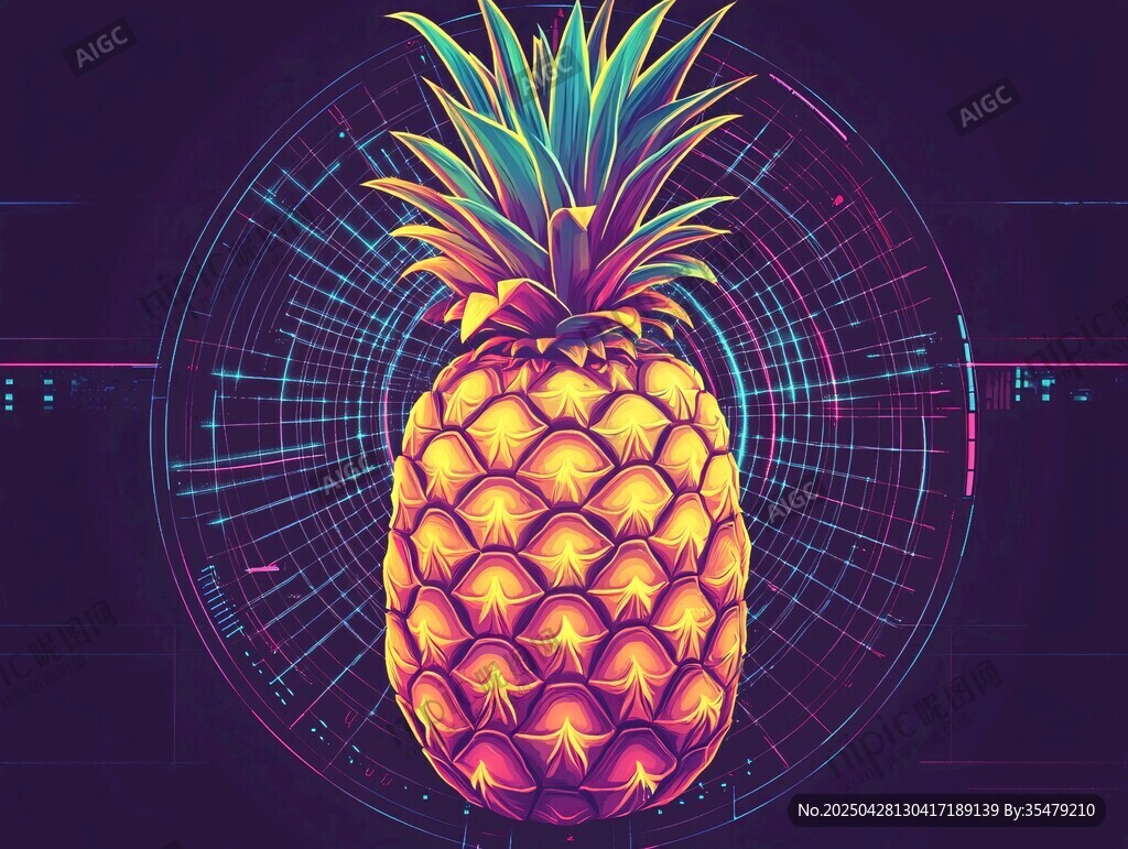 霓虹風(fēng)格菠蘿科幻插畫