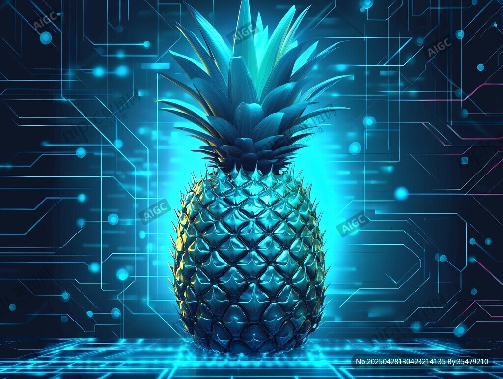 科技風(fēng)發(fā)光菠蘿奇幻圖像
