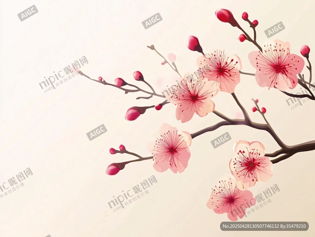 粉嫩桃花枝 春日浪漫景