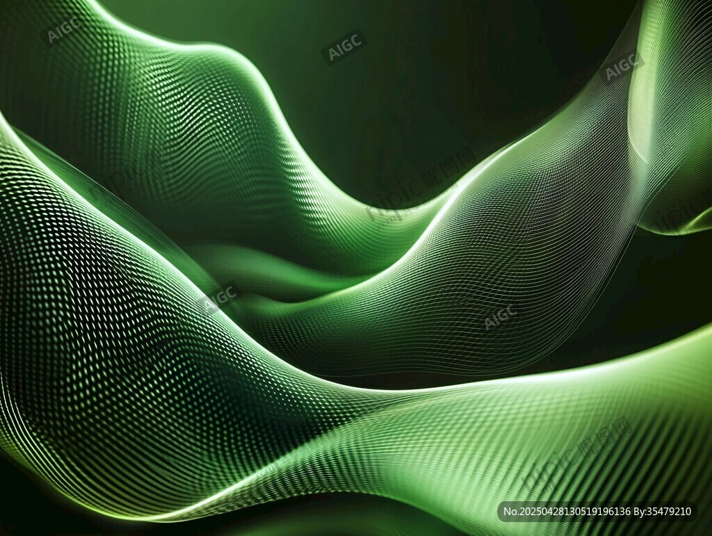 動感綠色波浪抽象背景圖