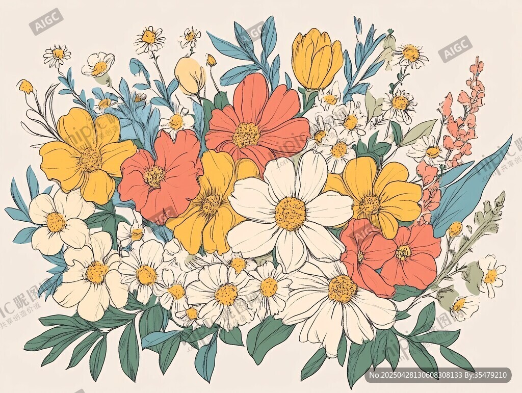 繽紛花卉插畫 清新自然風(fēng)