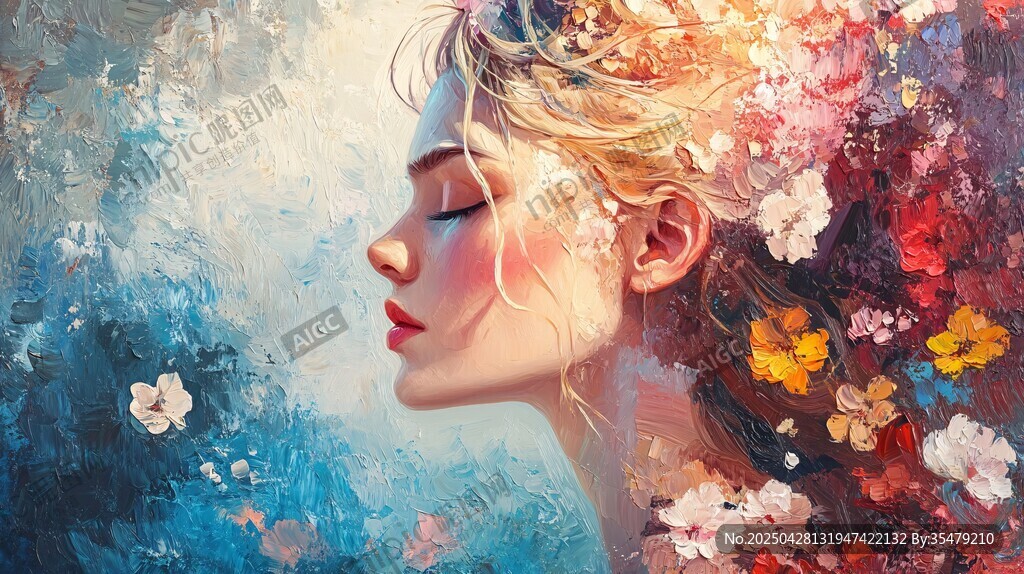 夢(mèng)幻花漾少女側(cè)顏