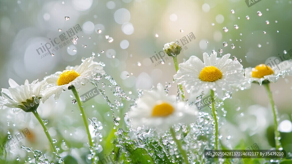 雨中雛菊 清新靈動的自然美