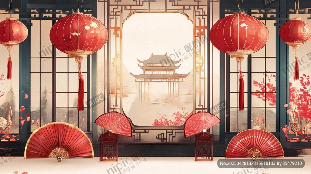 中式傳統節慶裝飾場景