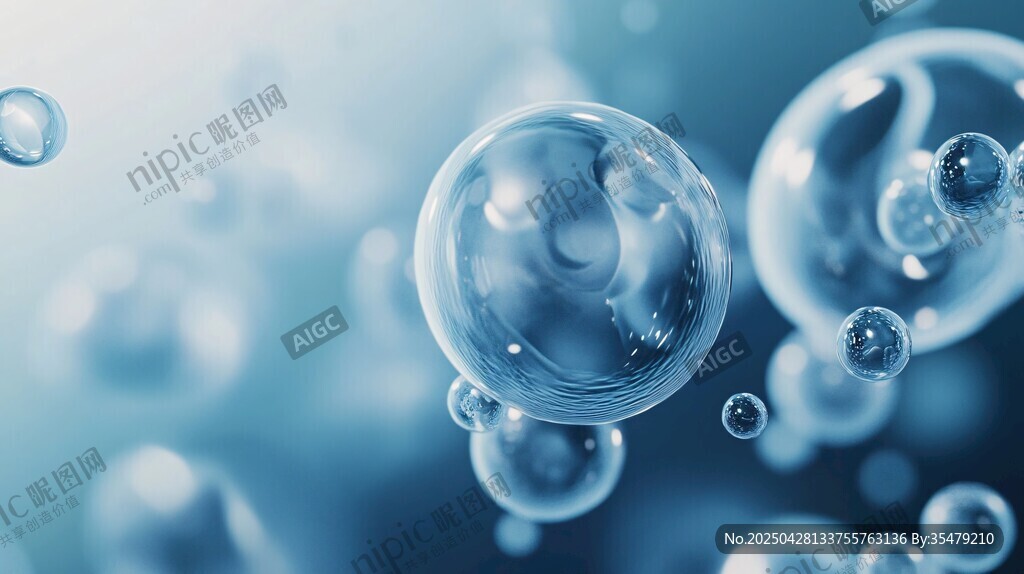 夢幻藍色氣泡微觀景象