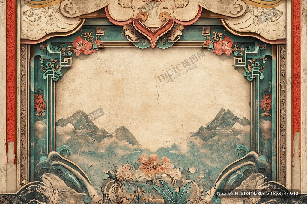 中式古典雕花邊框裝飾畫