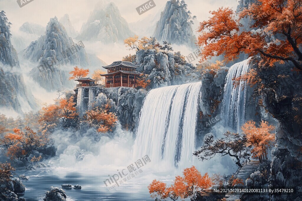 秋日山水間的詩意景致