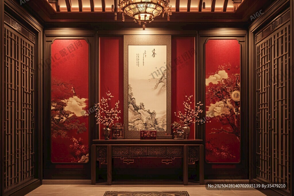中式典雅廳堂室內(nèi)景致