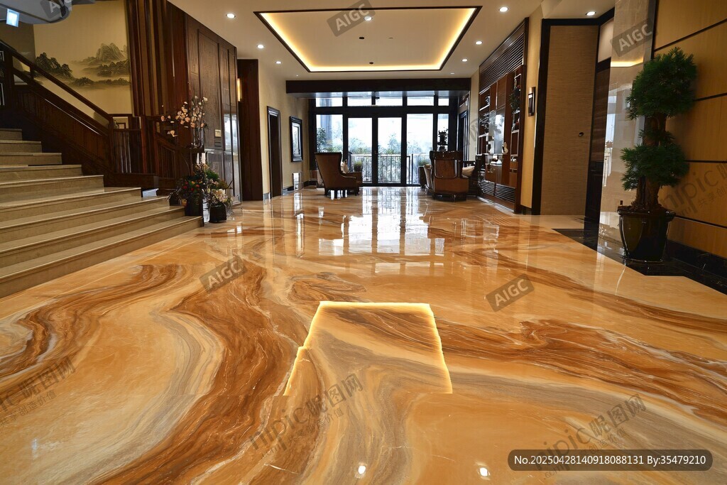 豪華大廳的大理石精美地面