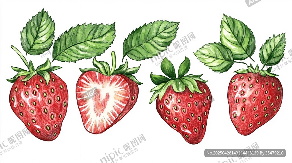 手繪草莓插畫
