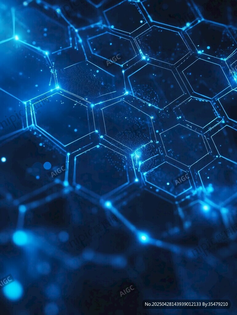 藍色科技感六邊形分子結構