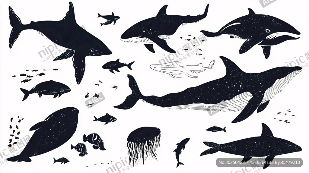 海洋生物大集合插畫