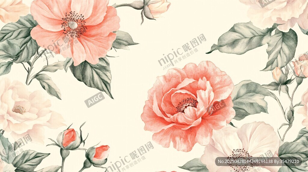 復(fù)古風(fēng)花卉圖案背景圖