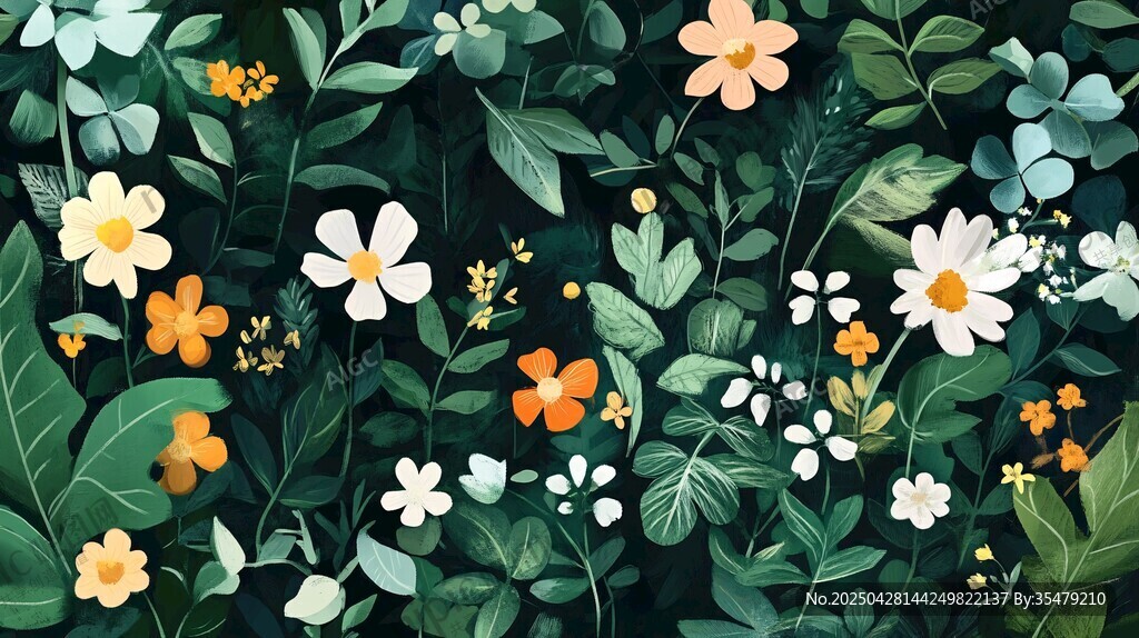 清新花卉綠植背景圖