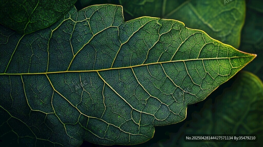 翠綠葉片的細(xì)膩紋理特寫