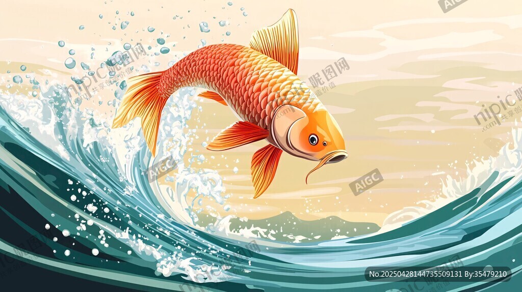 金魚躍浪圖