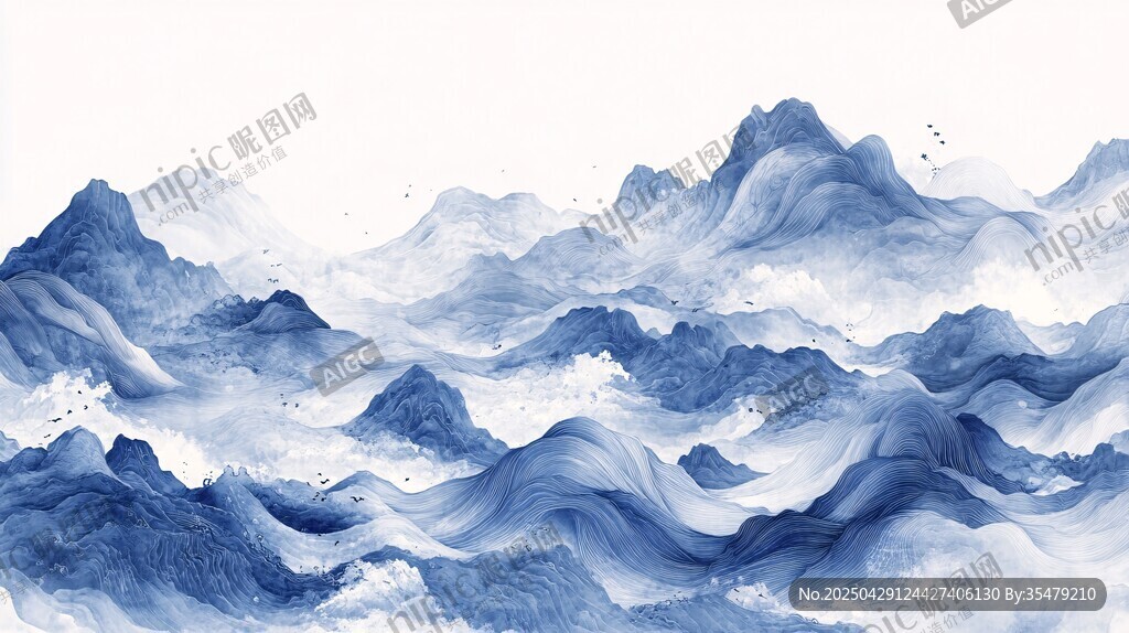 水墨群山 縹緲云霧之景