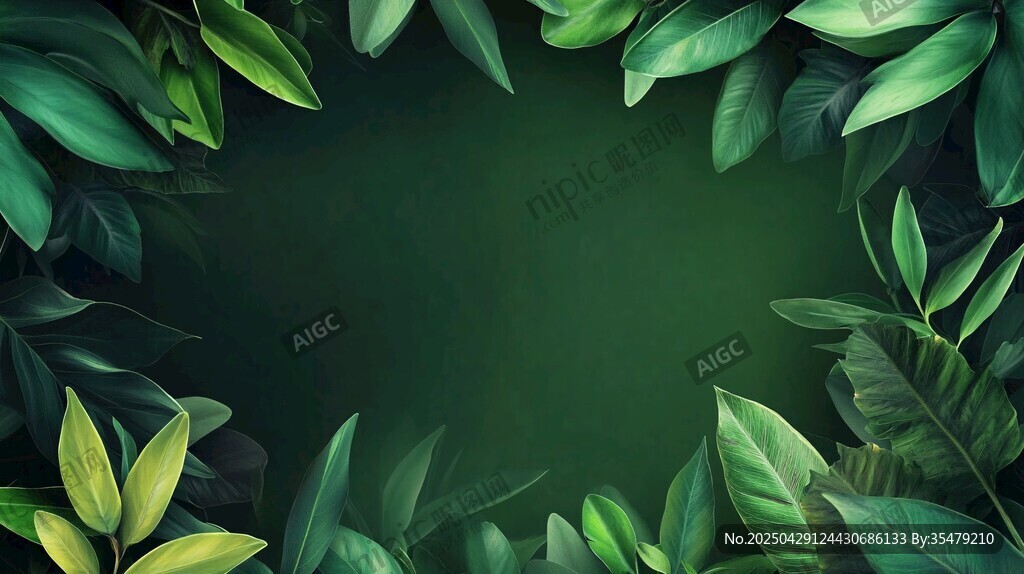 綠葉環(huán)繞的清新自然背景