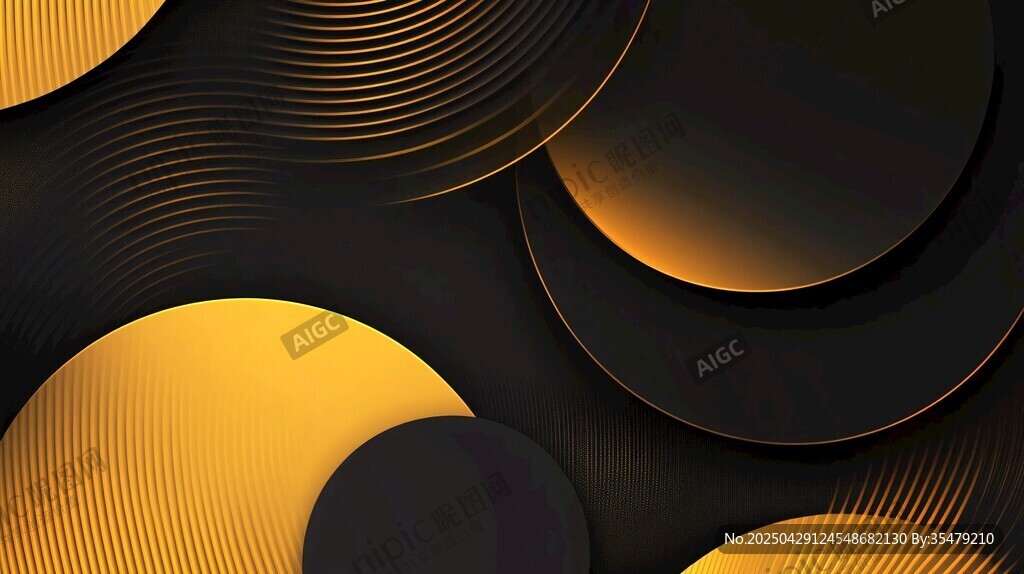 黑金幾何圓形抽象背景圖