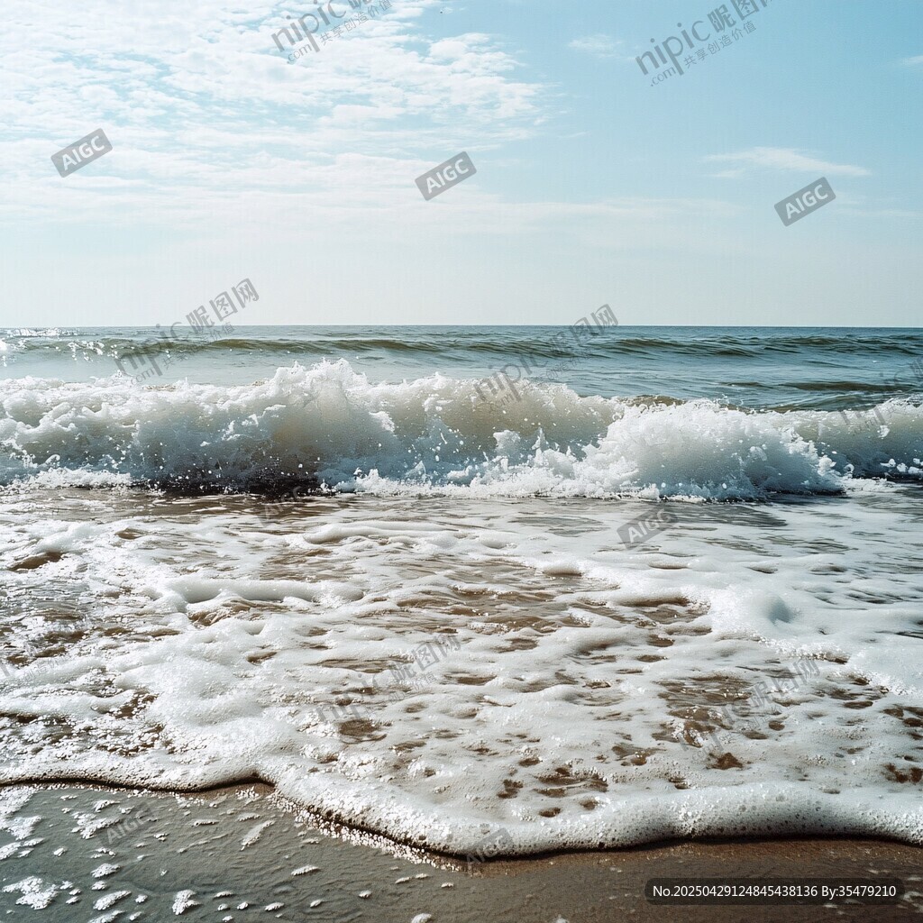 海浪輕拍沙灘的美麗瞬間