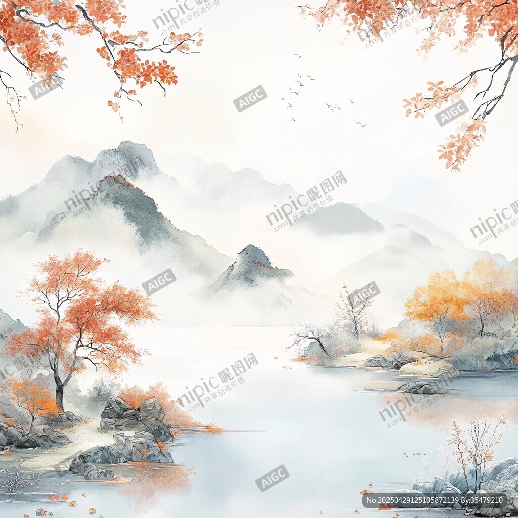 秋韻山水間 紅葉映湖光