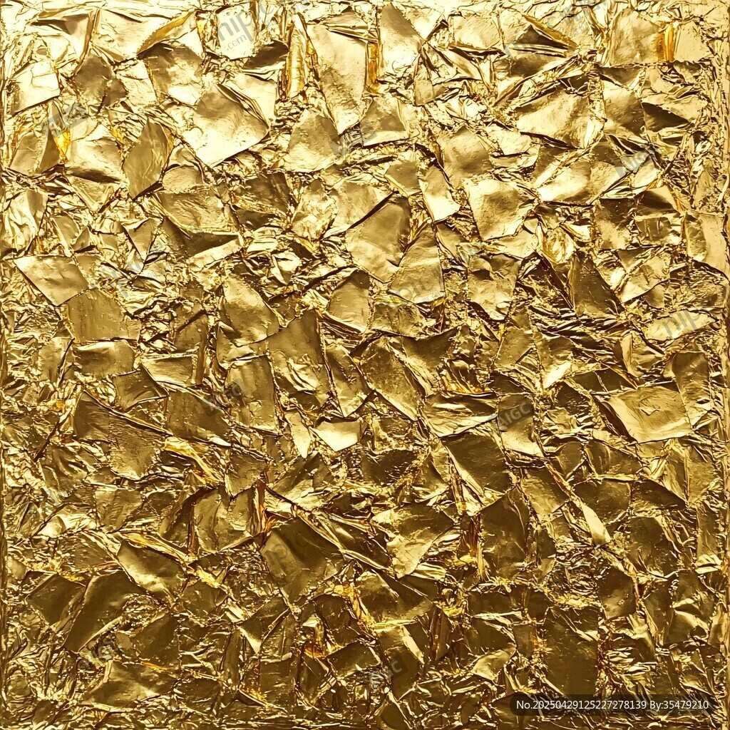 金色褶皺金屬箔紋理背景