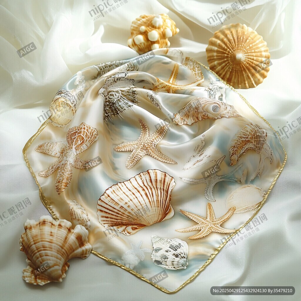 海洋風情絲巾與貝殼飾品