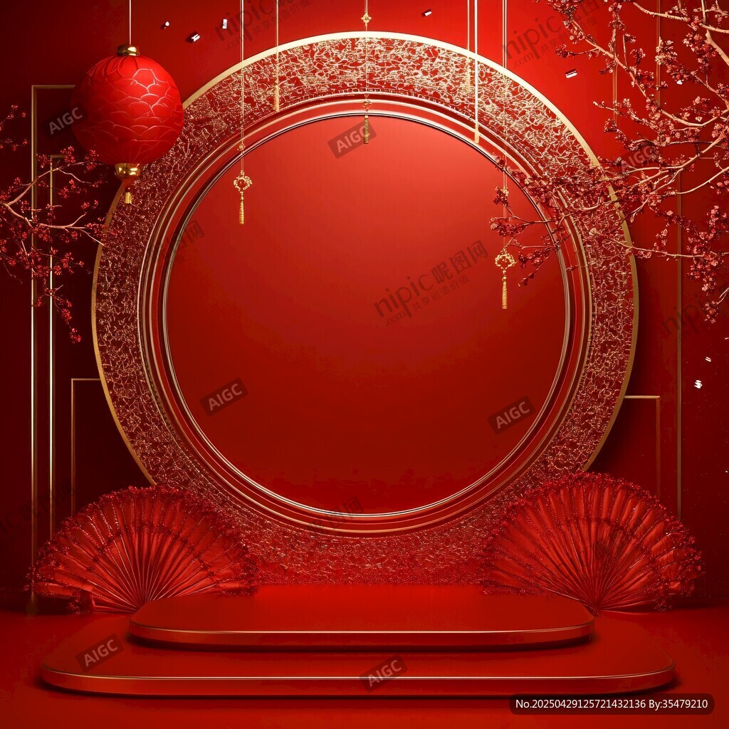 中式紅金風(fēng)舞臺(tái)場(chǎng)景布置