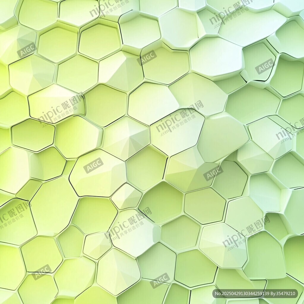 淺綠色六邊形立體紋理背景
