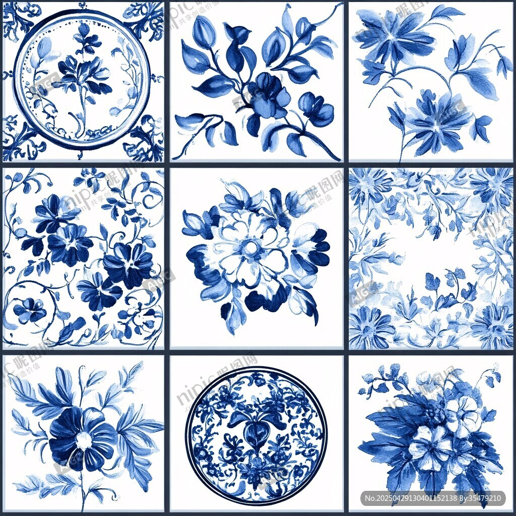 青花瓷花卉圖案精美集合