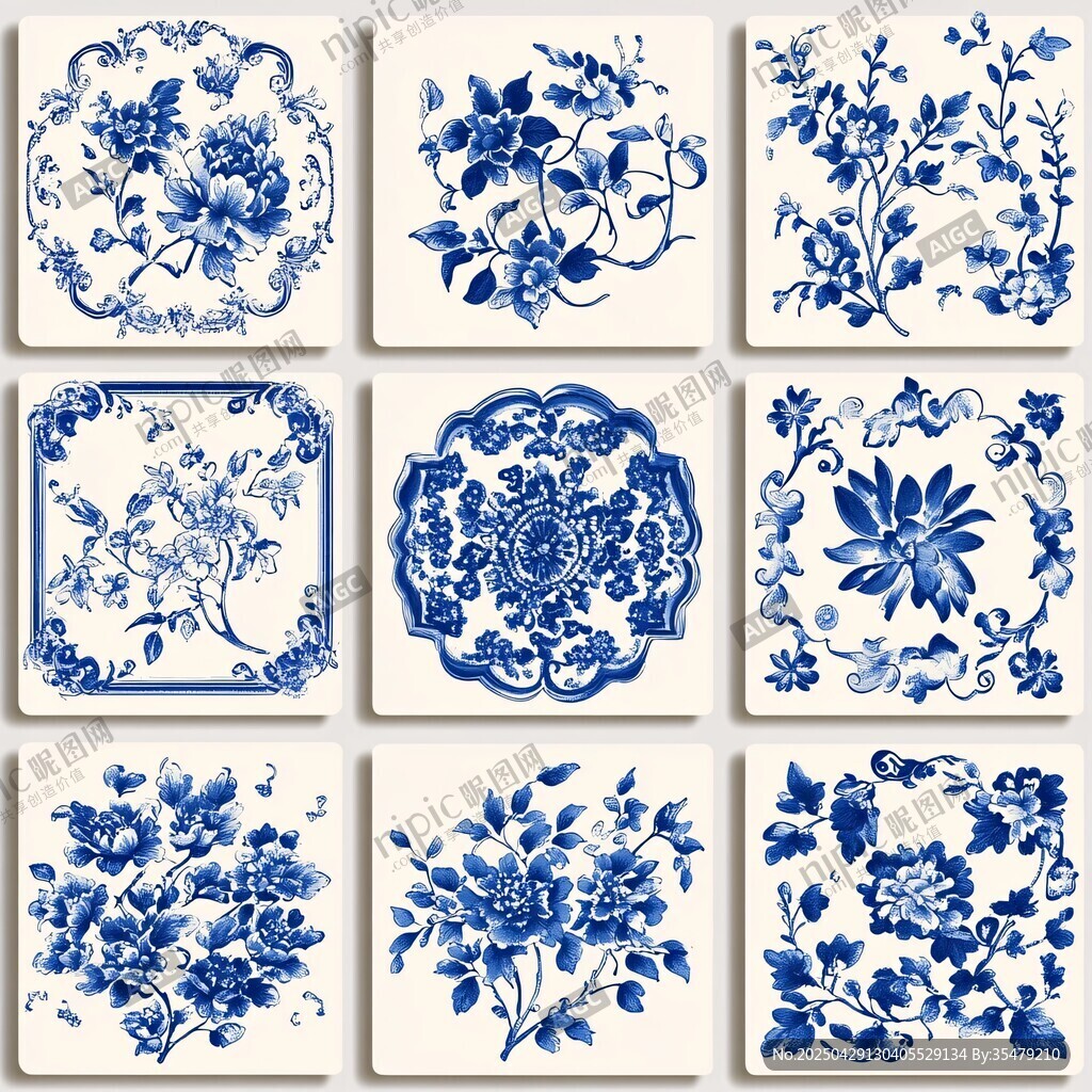青花瓷花卉圖案精美集合