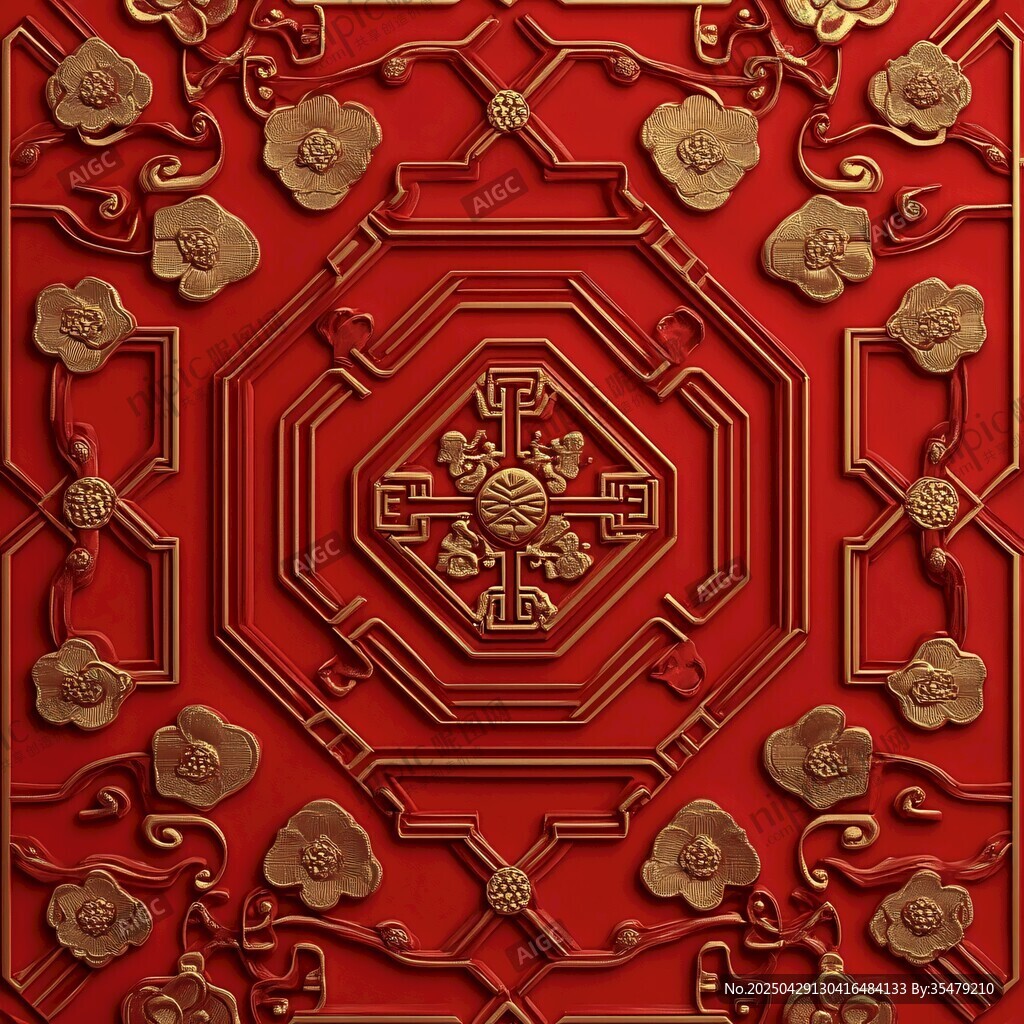 中式紅金傳統(tǒng)花紋圖案