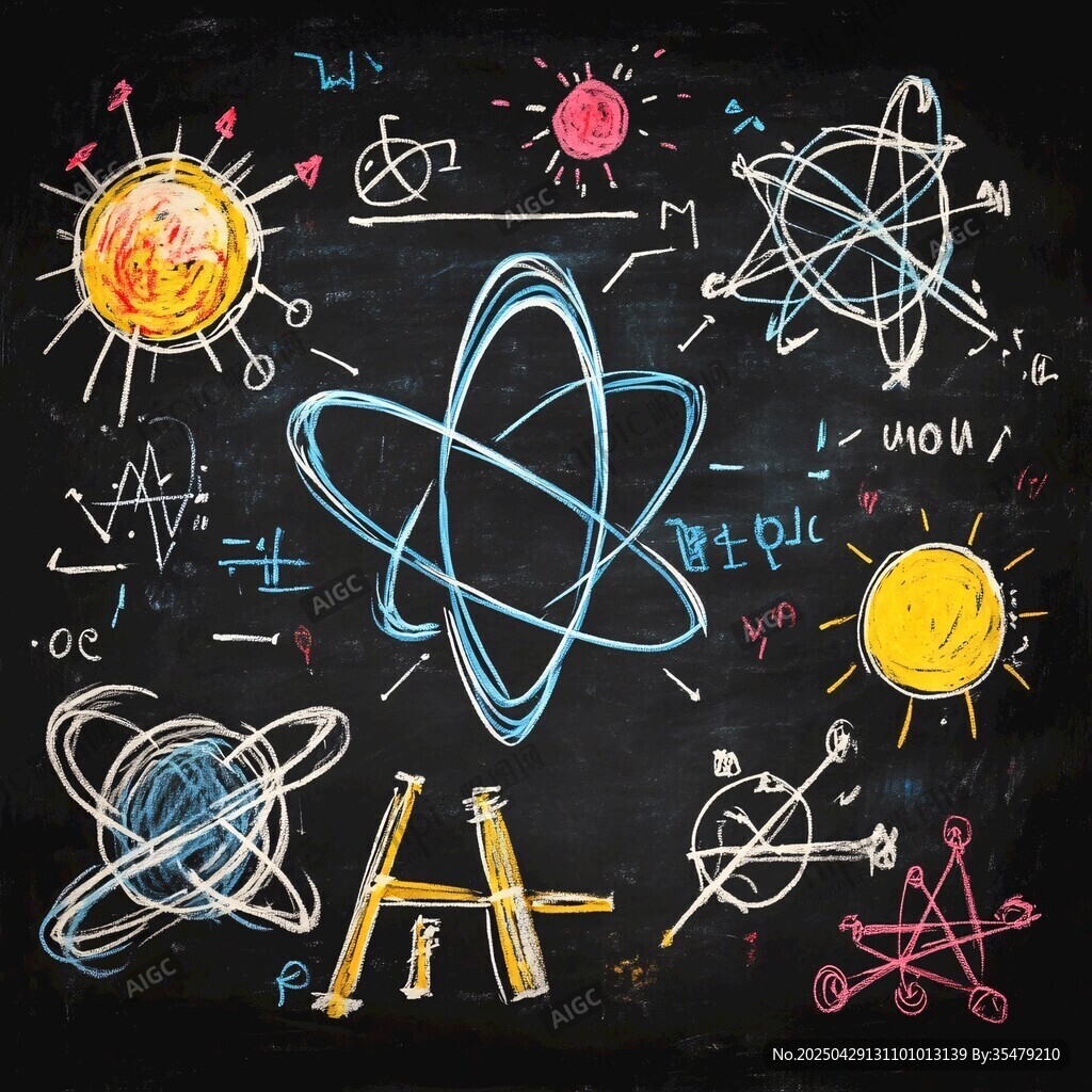 黑板上的科學涂鴉與符號