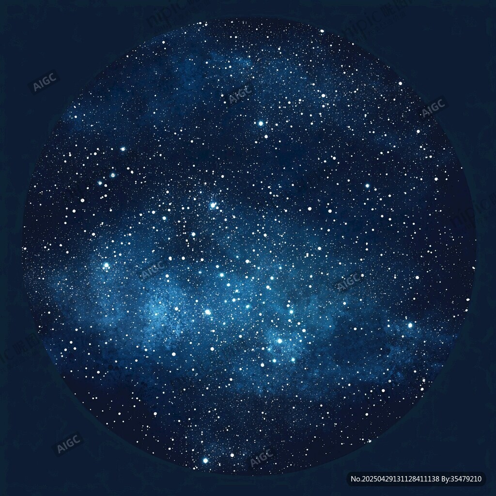 夢(mèng)幻藍(lán)色星空?qǐng)A形圖案