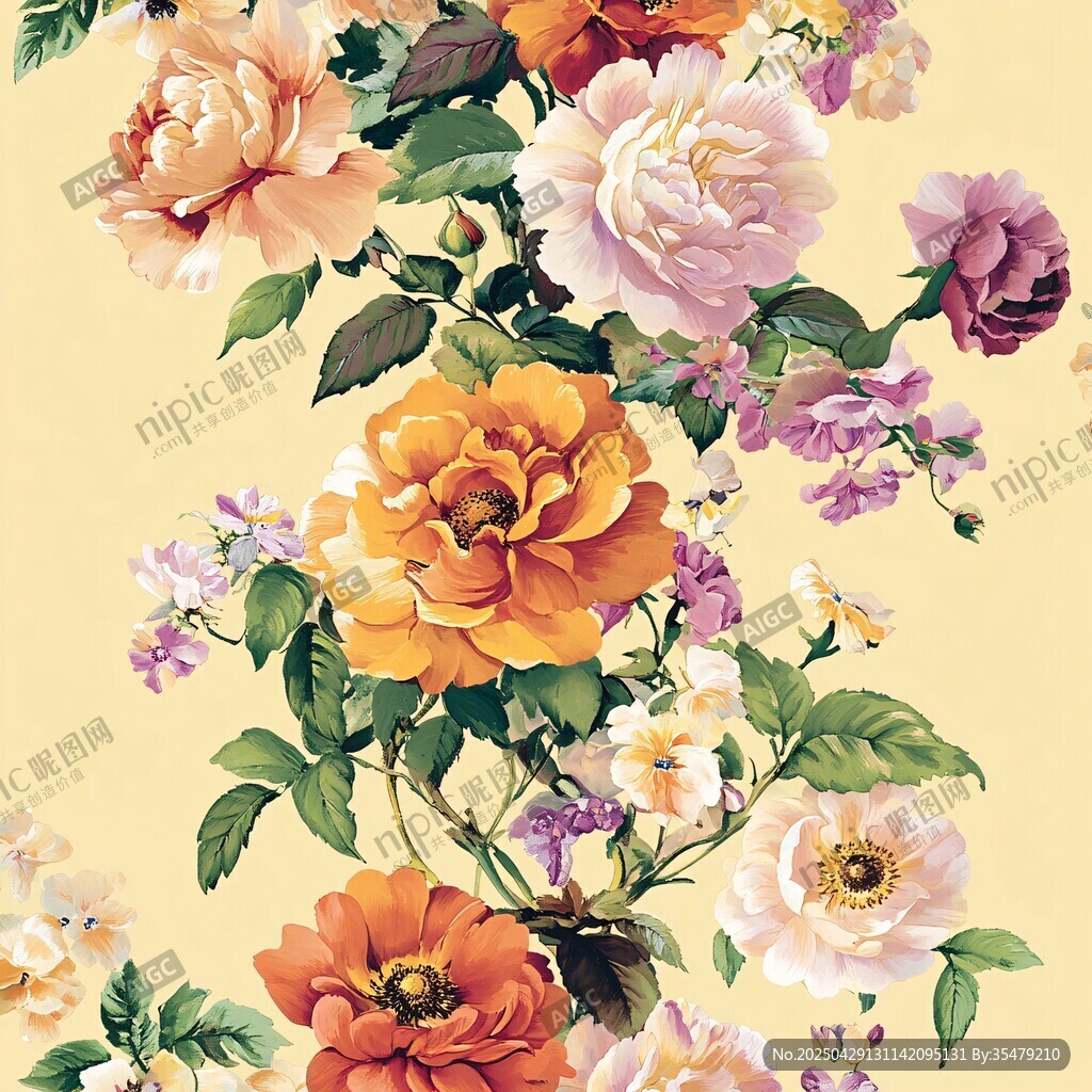 復(fù)古花卉圖案壁紙