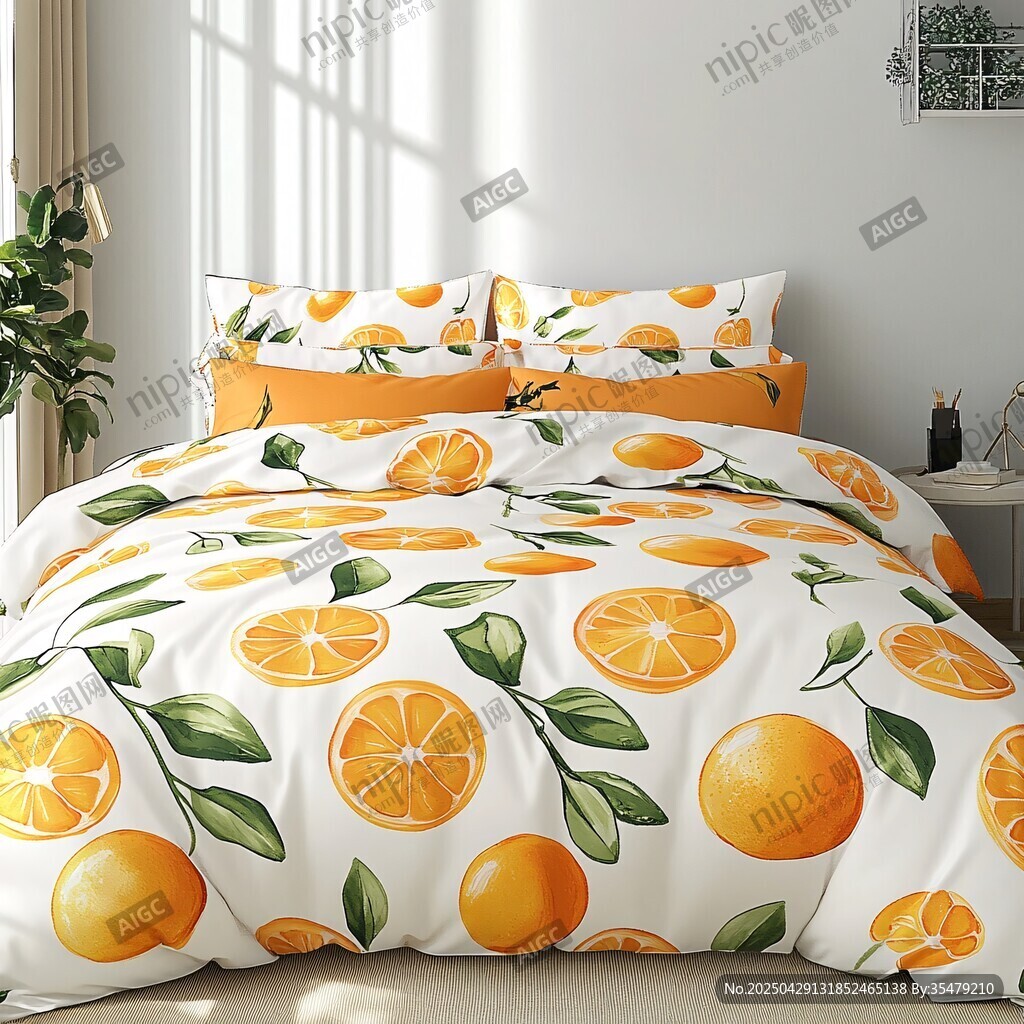 清新橙意床品 點(diǎn)亮臥室氛圍
